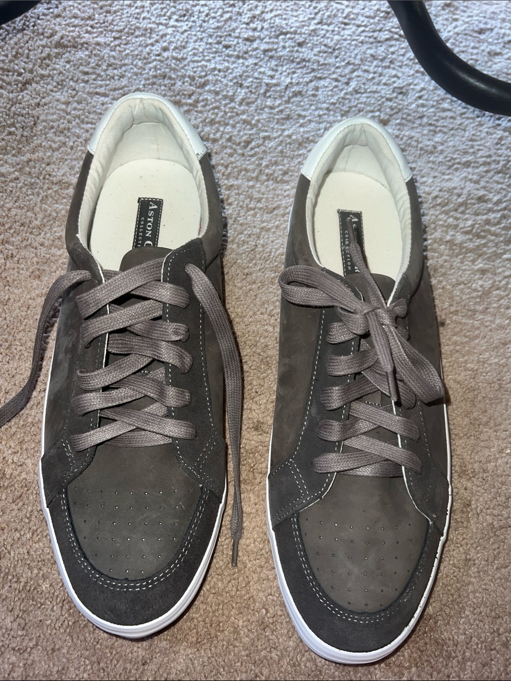 Men's Gray Suede Lace-Up Sneakers with White Trim